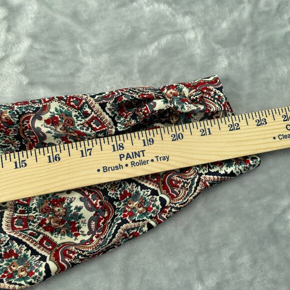 Vtg Jessica Lynn Blouse 8 Silky Polyester Red Green Floral Twisted Turtleneck - Picture 13 of 16